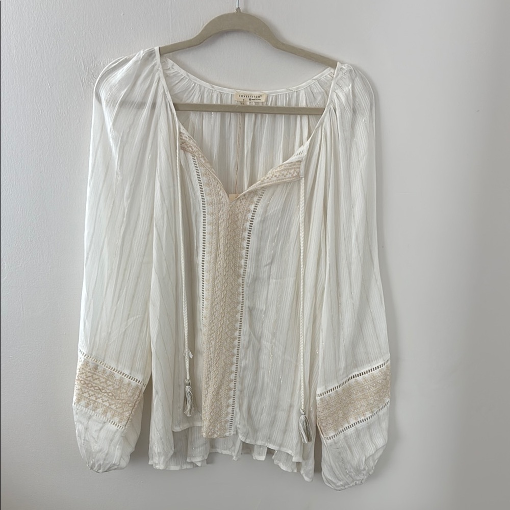 Lovestitch Cream Blouse with Lace Details